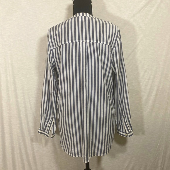 Old Navy Blue & White Striped Long Sleeve Tunic Blouse Size Medium - Picture 2 of 8